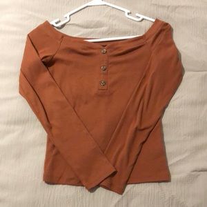 Burnt Orange off the shoulder long sleeve